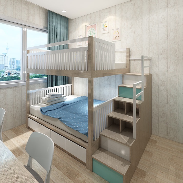 Thiết kế nội thất chung cư 65m2 với giường tầng